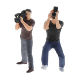 Maxbell 2pcs Mini 1/87 Photographer People Model Doll Layout Scenery Accessories