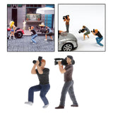 Maxbell 2pcs Mini 1/87 Photographer People Model Doll Layout Scenery Accessories