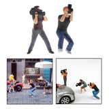 Maxbell 2pcs Mini 1/87 Photographer People Model Doll Layout Scenery Accessories