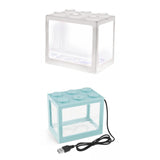 Maxbell 2 Pack Mini Fish Tank LED Light Clear Ornament Aquarium Office Desktop Decor