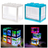 Maxbell 2 Pack Mini Fish Tank LED Light Clear Ornament Aquarium Office Desktop Decor