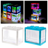 Maxbell 2 Pack Mini Fish Tank LED Light Clear Ornament Aquarium Office Desktop Decor