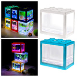 Maxbell 2 Pack Mini Fish Tank LED Light Clear Ornament Aquarium Office Desktop Decor