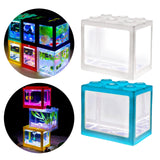 Maxbell 2 Pack Mini Fish Tank LED Light Clear Ornament Aquarium Office Desktop Decor