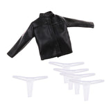 Maxbell 1/6 Scale PU Leather Male Jacket Coat Clothes with Female Briefs