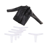 Maxbell 1/6 Scale PU Leather Male Jacket Coat Clothes with Female Briefs