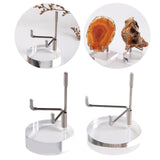 Maxbell 2 Pieces Acrylic Display Stand Rack Round Base for Minerals Rocks Stone