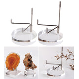 Maxbell 2 Pieces Acrylic Display Stand Rack Round Base for Minerals Rocks Stones