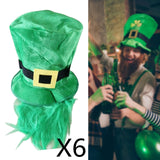 Maxbell 6pcs Mens St. Patricks Day Green Leprechaun Hat w/ Beard Irish Costume