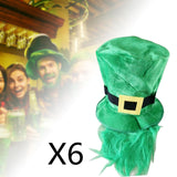 Maxbell 6pcs Mens St. Patricks Day Green Leprechaun Hat w/ Beard Irish Costume