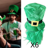 Maxbell 6pcs Mens St. Patricks Day Green Leprechaun Hat w/ Beard Irish Costume
