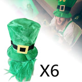 Maxbell 6pcs Mens St. Patricks Day Green Leprechaun Hat w/ Beard Irish Costume