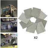 Maxbell 16Pcs Steel Shed Corrugated Tile Miniature Sand Table Material Layouts