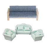 Maxbell 4pcs Simulation Mini 1:12 Wooden Sofa Model with Cushion Living Room Decor