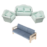 Maxbell 4pcs Simulation Mini 1:12 Wooden Sofa Model with Cushion Living Room Decor