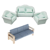 Maxbell 4pcs Simulation Mini 1:12 Wooden Sofa Model with Cushion Living Room Decor