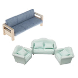 Maxbell 4pcs Simulation Mini 1:12 Wooden Sofa Model with Cushion Living Room Decor