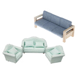 Maxbell 4pcs Simulation Mini 1:12 Wooden Sofa Model with Cushion Living Room Decor