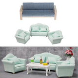 Maxbell 4pcs Simulation Mini 1:12 Wooden Sofa Model with Cushion Living Room Decor