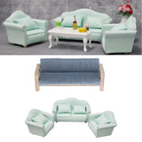 Maxbell 4pcs Simulation Mini 1:12 Wooden Sofa Model with Cushion Living Room Decor