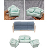 Maxbell 4pcs Simulation Mini 1:12 Wooden Sofa Model with Cushion Living Room Decor