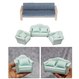 Maxbell 4pcs Simulation Mini 1:12 Wooden Sofa Model with Cushion Living Room Decor