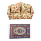 Maxbell Wood Sofa and Carpet Furniture for 1/12 Dollhouse