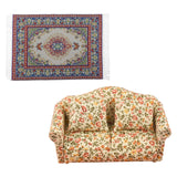 Maxbell Wood Sofa and Carpet Furniture for 1/12 Dollhouse