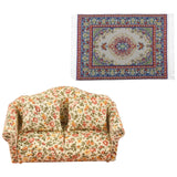Maxbell Wood Sofa and Carpet Furniture for 1/12 Dollhouse