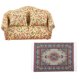 Maxbell Wood Sofa and Carpet Furniture for 1/12 Dollhouse