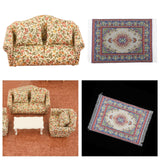 Maxbell Wood Sofa and Carpet Furniture for 1/12 Dollhouse