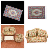 Maxbell Wood Sofa and Carpet Furniture for 1/12 Dollhouse