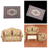 Maxbell Wood Sofa and Carpet Furniture for 1/12 Dollhouse