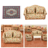 Maxbell Wood Sofa and Carpet Furniture for 1/12 Dollhouse