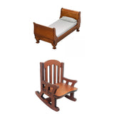 Maxbell 2x Modern 1:12 Scale Doll House Bed & Rocking Chair Model Scenery Ornaments