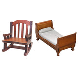 Maxbell 2x Modern 1:12 Scale Doll House Bed & Rocking Chair Model Scenery Ornaments