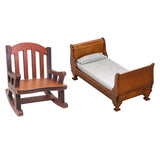 Maxbell 2x Modern 1:12 Scale Doll House Bed & Rocking Chair Model Scenery Ornaments
