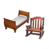 Maxbell 2x Modern 1:12 Scale Doll House Bed & Rocking Chair Model Scenery Ornaments