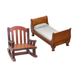 Maxbell 2x Modern 1:12 Scale Doll House Bed & Rocking Chair Model Scenery Ornaments