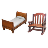 Maxbell 2x Modern 1:12 Scale Doll House Bed & Rocking Chair Model Scenery Ornaments