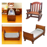 Maxbell 2x Modern 1:12 Scale Doll House Bed & Rocking Chair Model Scenery Ornaments