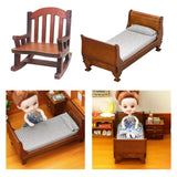 Maxbell 2x Modern 1:12 Scale Doll House Bed & Rocking Chair Model Scenery Ornaments