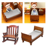 Maxbell 2x Modern 1:12 Scale Doll House Bed & Rocking Chair Model Scenery Ornaments
