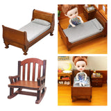 Maxbell 2x Modern 1:12 Scale Doll House Bed & Rocking Chair Model Scenery Ornaments