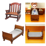 Maxbell 2x Modern 1:12 Scale Doll House Bed & Rocking Chair Model Scenery Ornaments