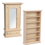 Maxbell 2 PCS Wood Miniature Wardrobe Mirror Closet for 1:12 Dollhouse Furniture Set