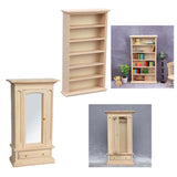 Maxbell 2 PCS Wood Miniature Wardrobe Mirror Closet for 1:12 Dollhouse Furniture Set
