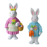 Maxbell 2x Miniature Resin Rabbit Figurine Easter Animal Bunny Statue Desk Decor
