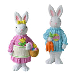 Maxbell 2x Miniature Resin Rabbit Figurine Easter Animal Bunny Statue Desk Decor