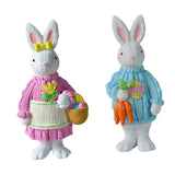 Maxbell 2x Miniature Resin Rabbit Figurine Easter Animal Bunny Statue Desk Decor
